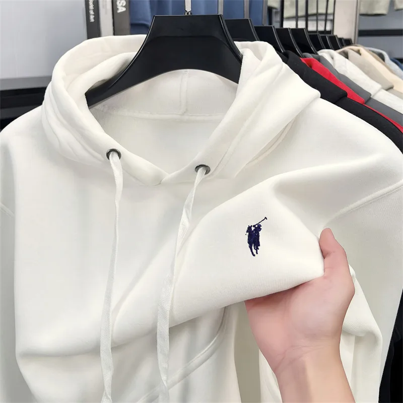Sweatshirt Men's Hooded 2025 Autumn and Winter Plus Plush Thick Loose Warm Clothing Horse Logo Fashionable Casual Men's Clothing - Image 4